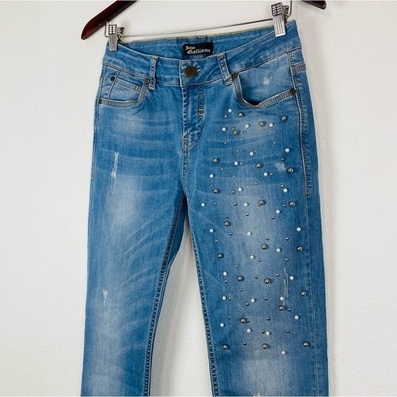JOHN GALLIANO Lightwash Jeans with Pearl embellishment Size W 29 L 33